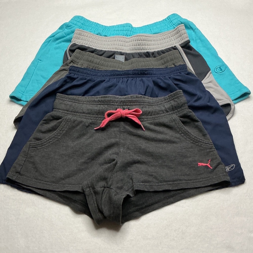 Reebok Puma Champion Womens Activewear Shorts 5pc Bundle Small Multi Color